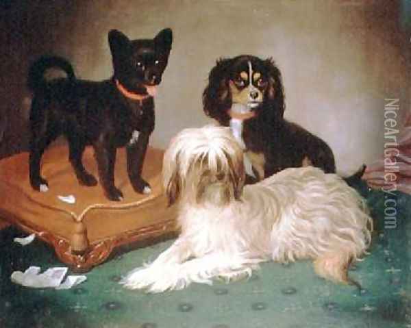 Three dogs Oil Painting - William Elsob Marshall