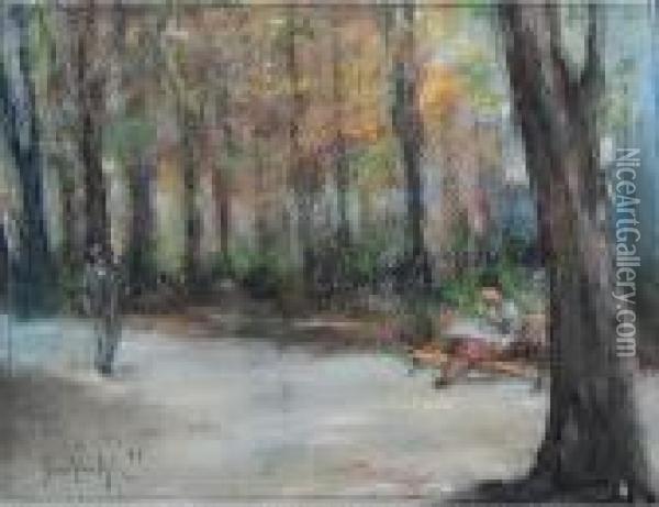 Al Parco Oil Painting - Silvio Bicchi