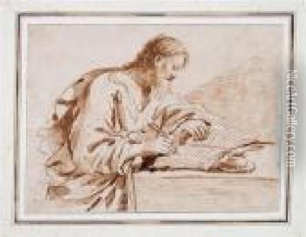 Scribe Oil Painting - Guercino