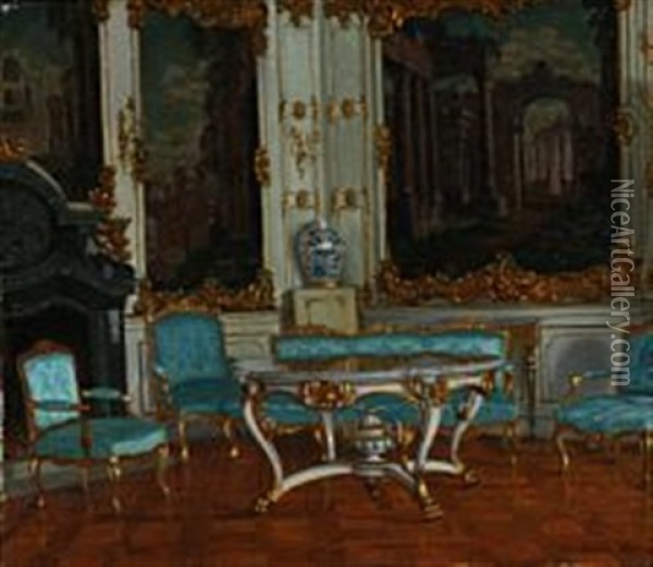 Interior From Fredensborg Palace Oil Painting - Adolf Heinrich Claus Hansen