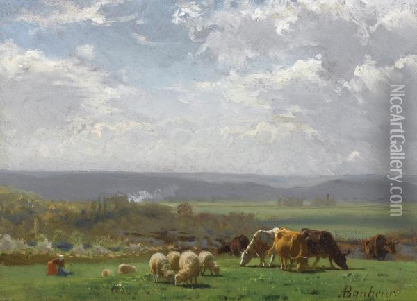 Paturage En Auvergne Oil Painting - Auguste Bonheur