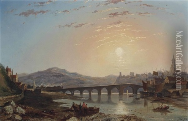 On The Rhine Oil Painting - William Raymond Dommersen