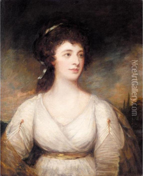 Portrait Of Frances Louisa Long Oil Painting - George Romney