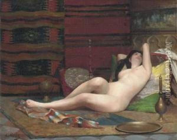 A Moment Of Reverie In The Harem Oil Painting - Alphonse Pellet