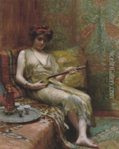 The Mandolin Player Oil Painting - Frederic Dufaux
