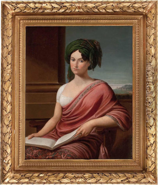Sitz-portrait Einer Dame Mit Buch Oil Painting - Andrea, the Elder Appiani