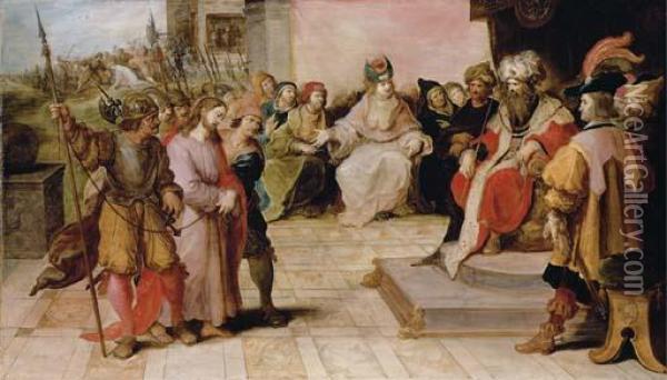 Christ Before Pontius Pilate Oil Painting - Frans II Francken