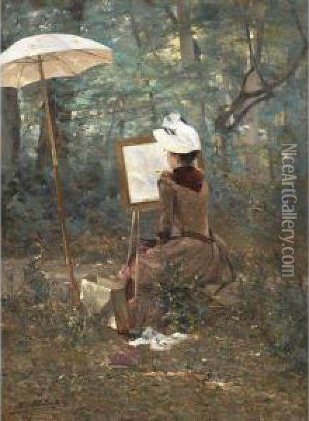 L'aquarelliste Oil Painting - Alfred Smith