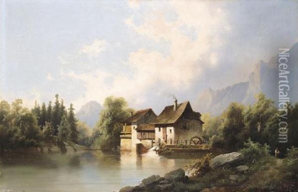 Alpesi Taj Vizimalommal Oil Painting - Josef Thoma