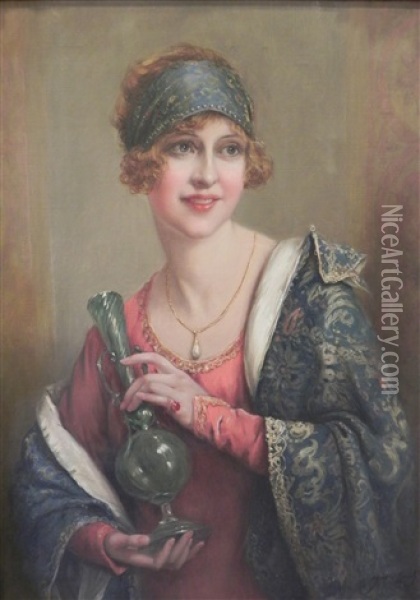 Jeune Femme Au Vase Oil Painting - Francois Martin-Kavel