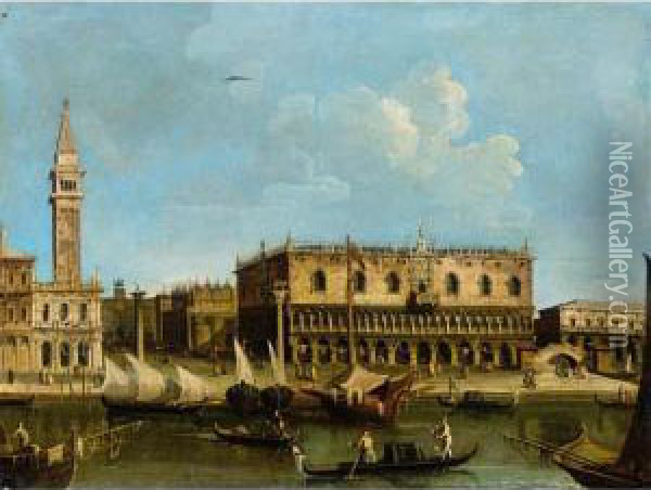 Venice, A View Of The Molo With The Piazzetta And The Palazzo Ducale Oil Painting - Francesco Tironi