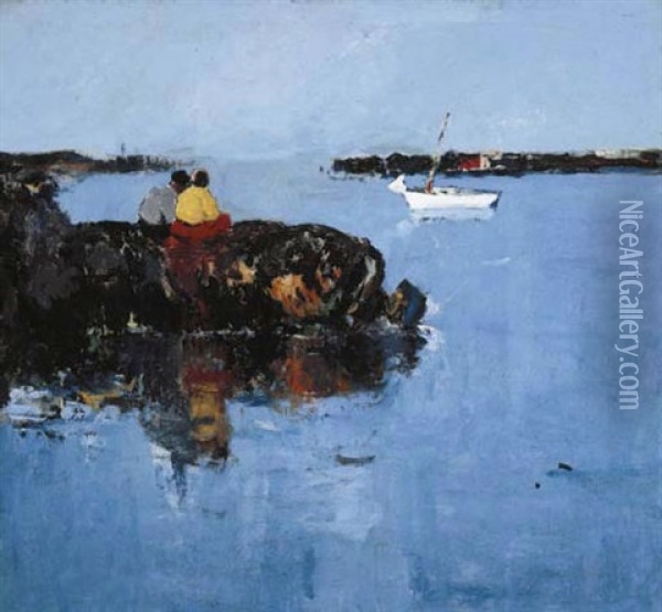 Boats In The Harbor Oil Painting - Thomas Lorraine Hunt