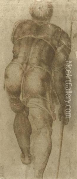A Soldier With A Spear, Seen From Behind Oil Painting - Michelangelo