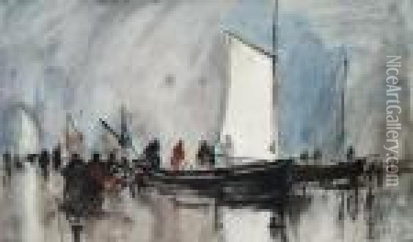 Fishing Boats Oil Painting - Hercules Brabazon Brabazon