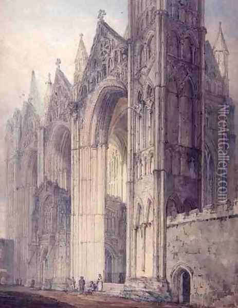 Peterborough Cathedral Oil Painting - Thomas Girtin