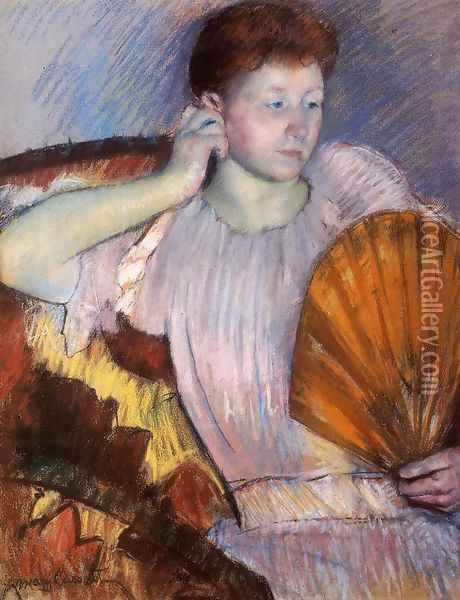 Contemplation (or Clarissa Turned Right with Her Hand to Her Ear) Oil Painting - Mary Cassatt
