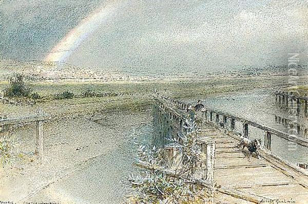 Arundel From Ford Railway Bridge Oil Painting - Albert Goodwin
