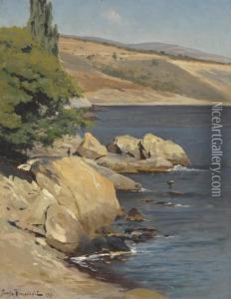 A Rocky Shore, Crimea Oil Painting - Josif Evstaf'Evic Krackovskij