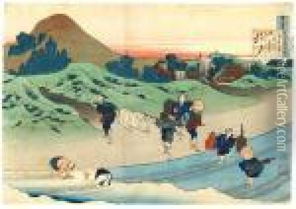 Jito Tenno Oil Painting - Katsushika Hokusai