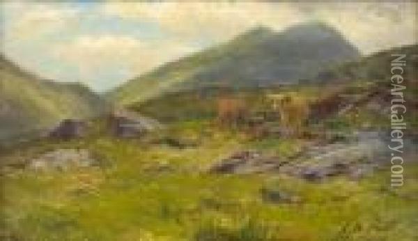 On The Hills Glen Goil Oil Painting - Louis Bosworth Hurt