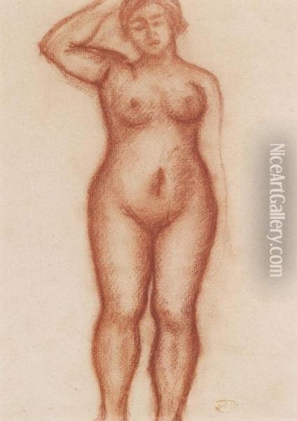 Nudo Femminile Con Il Braccio Alzato Oil Painting - Aristide Maillol