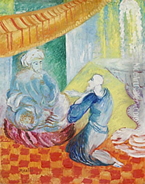 Historieberattaren Oil Painting - Sigrid (Maria) Hjerten