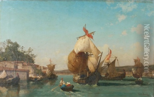 Embarcations Sur Le Detroit Du Bosphore Oil Painting - Germain Fabius Brest
