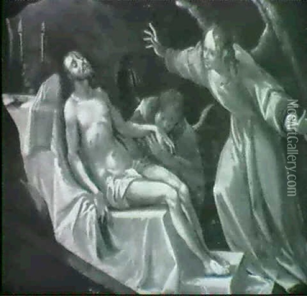 Engel Pieta Der Tote Christus Und Zwei Engel Oil Painting - Hans Von Aachen