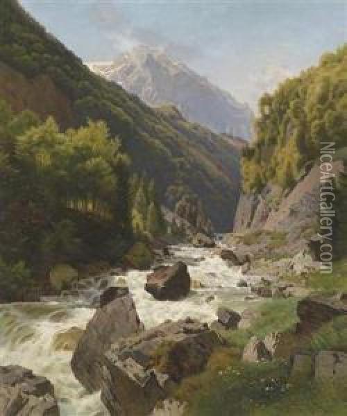 Gorge On The Lohnsbach Near Glarns Oil Painting - Johann Gottfried Steffan