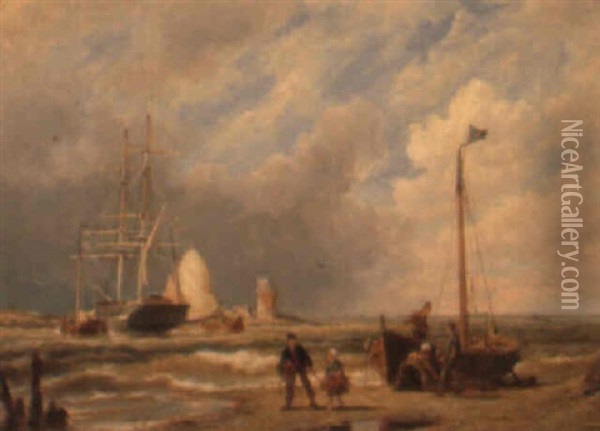 Enkhuizen On The Zuiderzee, Holland Oil Painting - Pieter Cornelis Dommershuijzen