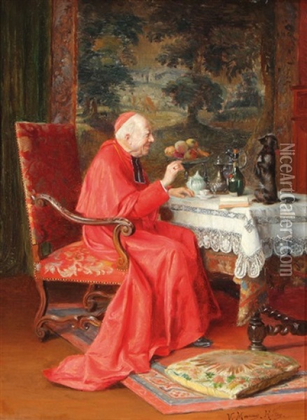 The Cardinal's Companion Oil Painting - Victor Marais-Milton