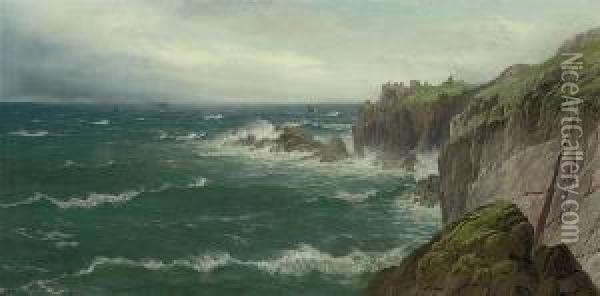A North-westerly Wind, Land's End Oil Painting - David James