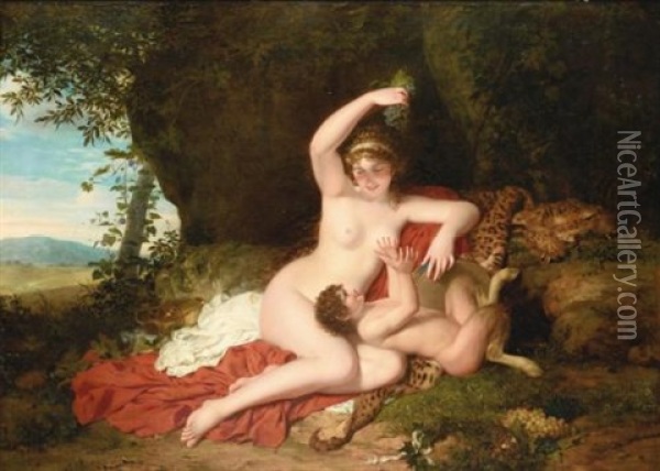 Erigone And Bacchus Oil Painting - Jean Francois Leonor Merimee