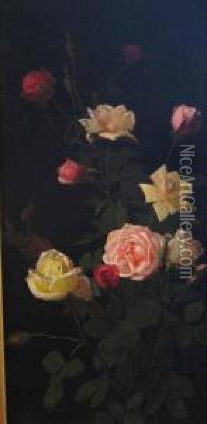 Roses In Bloom Oil Painting - George Cochran Lambdin