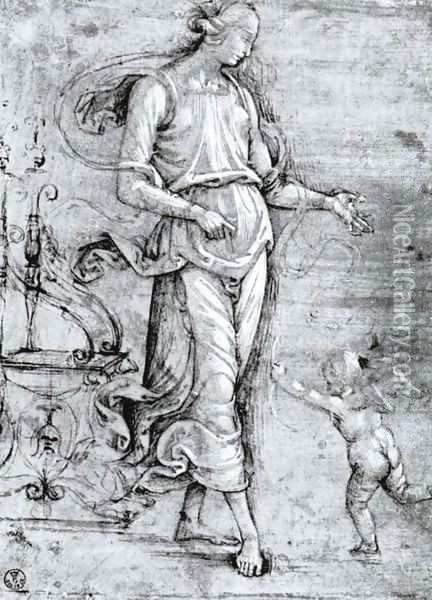 Venus and Cupid Oil Painting - Pietro Vannucci Perugino