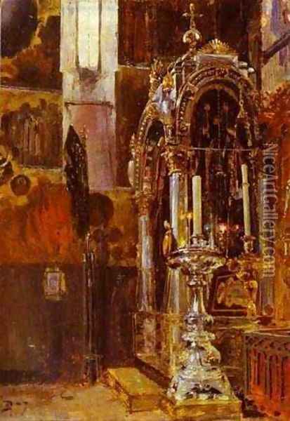 The Shrine Of The Metropolitan Iona In The Uspensky Cathedral 1877 Oil Painting - Vasily Polenov