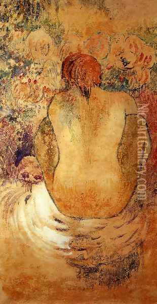Crouching Marquesan Woman See From The Back Oil Painting - Paul Gauguin