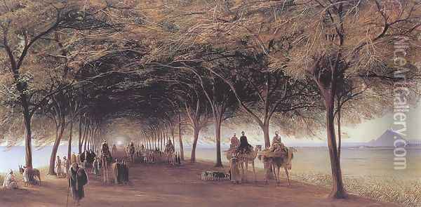 The Pyramids Road, Ghizeh 1873 Oil Painting - Edward Lear