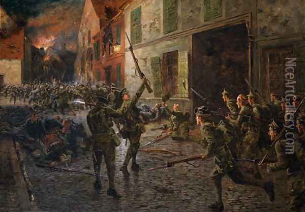 Landrecies, 25th August 1914, 1915 Oil Painting - William Barnes Wollen