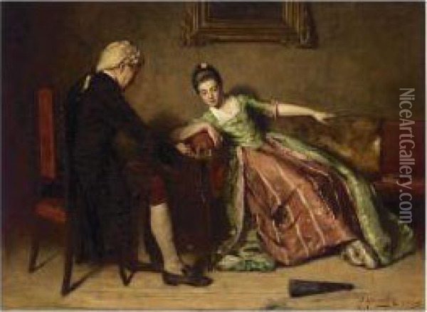 A Game Of Chess Oil Painting - James Hamilton
