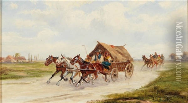 Scene On A Country Road Oil Painting - Alfred (A. Stone) Steinacker
