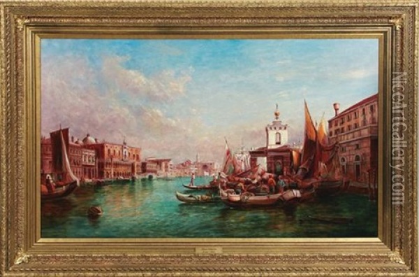 Punta Della Dogana, Grand Canal Venice Oil Painting - Alfred Pollentine