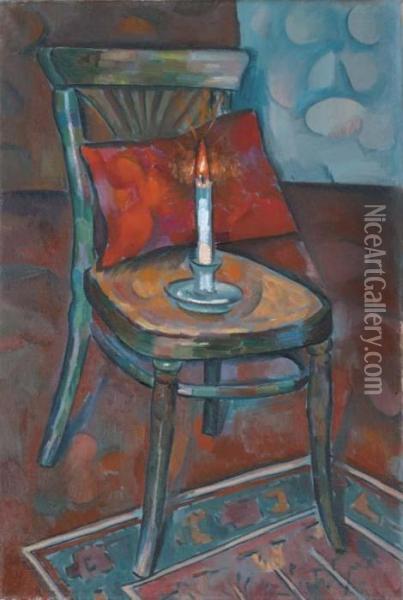 Still Life With Chair And Candle Oil Painting - Vladimir Baranoff-Rossine