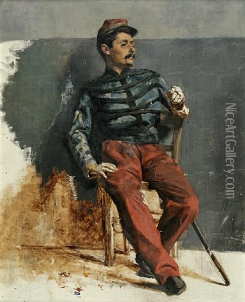 A French Soldier Oil Painting - Ilya Repin