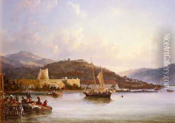 Unloading Vegetables In Charlotte Amalie, St. Thomas Oil Painting - Fritz Sigfred Georg Melbye