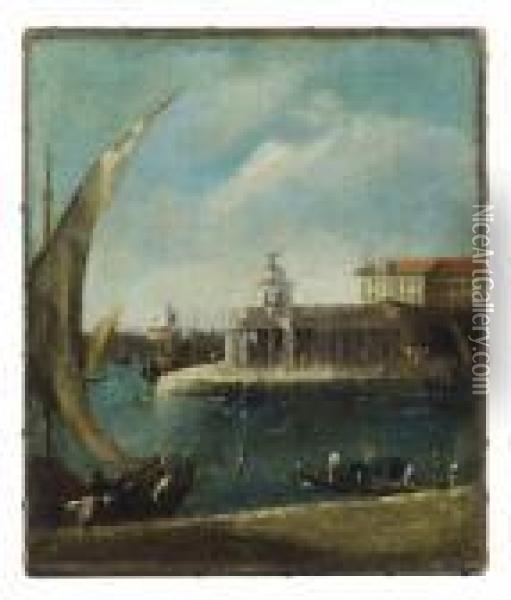 The Punta Della Dogana, Venice, The Giudecca And The Redentorebeyond Oil Painting - Francesco Guardi