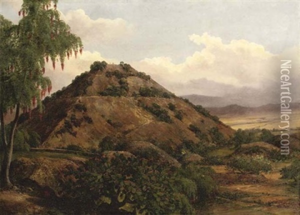 The Pyramid Of The Sun, Teotihuacan, Mexico Oil Painting - Jean Baptiste Louis (Baron Gros) Gros