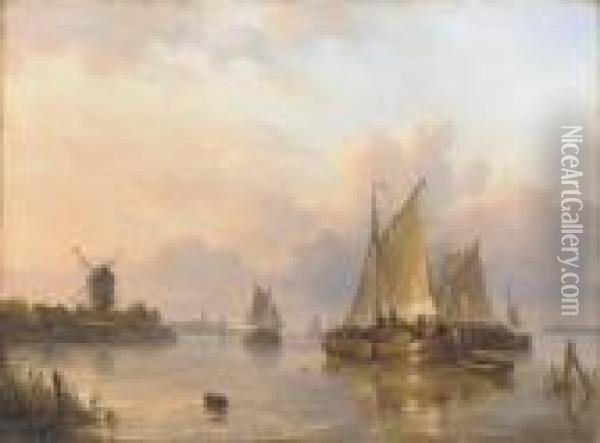 Shipping In A Dutch Harbor Oil Painting - Lodewijk Johannes Kleijn