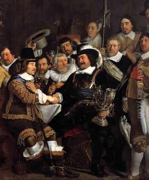 Celebration of the Peace of Mnster, 1648, at the Crossbowmen's Headquarters (detail) 1648 Oil Painting - Bartholomeus Van Der Helst
