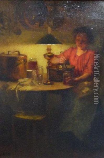  Jeune Femme A La Cuisine  Oil Painting - Marcel Rieder